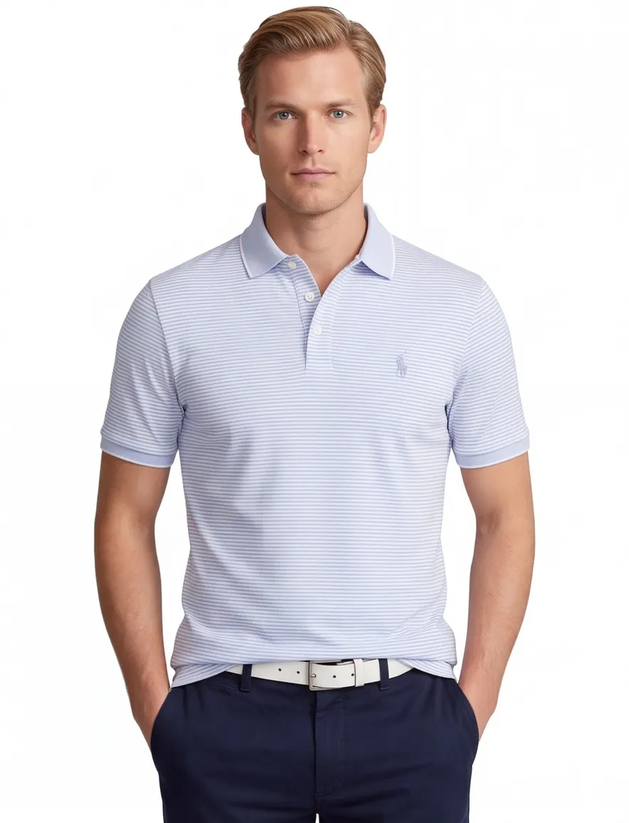 katoenen Polo Ralph Lauren polo lichtblauw gestreept
