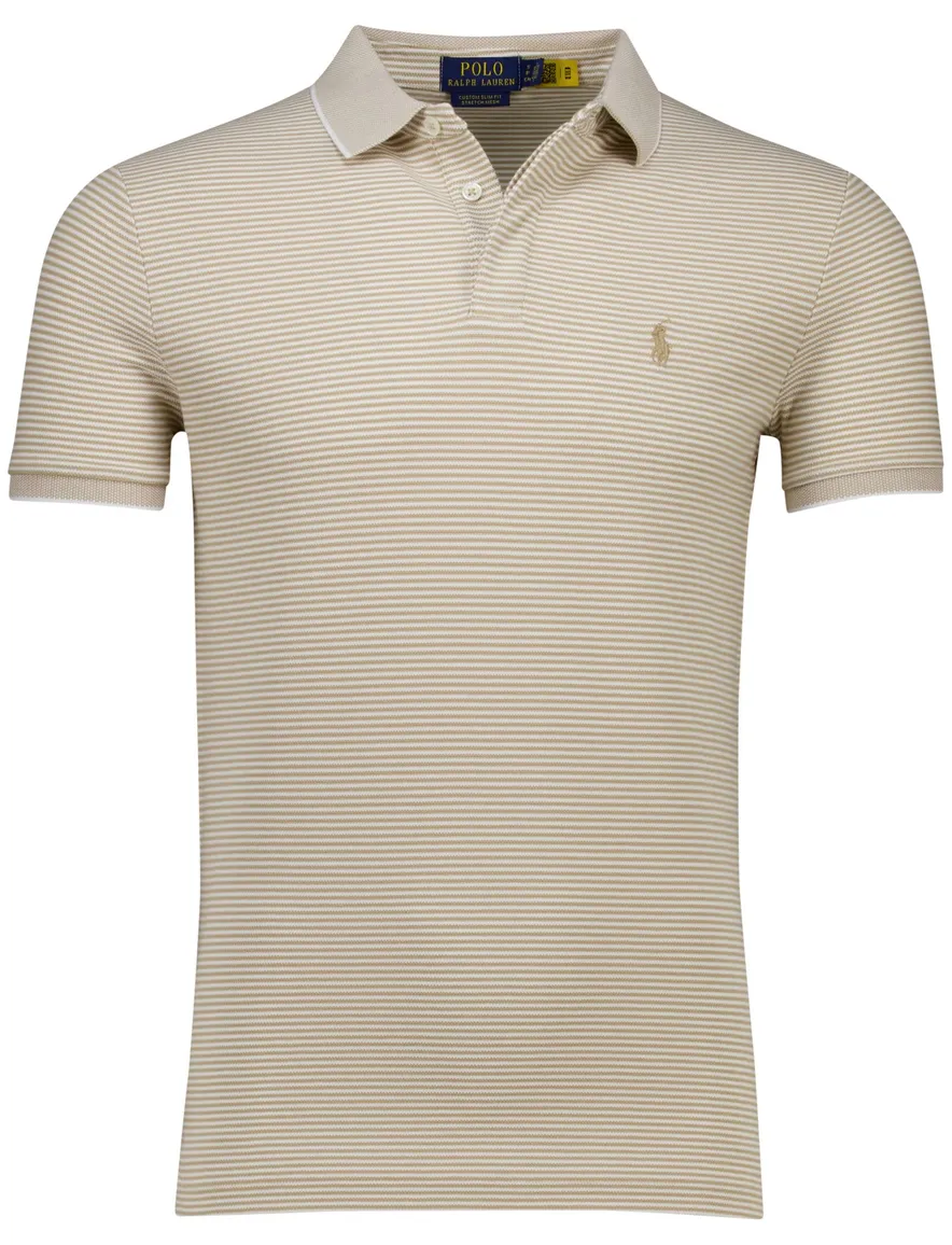 Polo Ralph Lauren polo beige gestreept Stretch Mesh pique