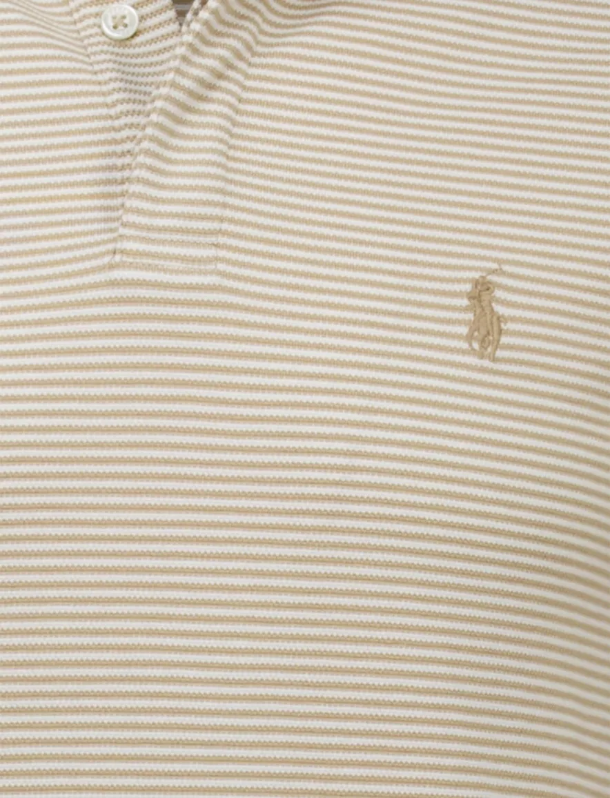 Polo Ralph Lauren polo beige gestreept Stretch Mesh pique