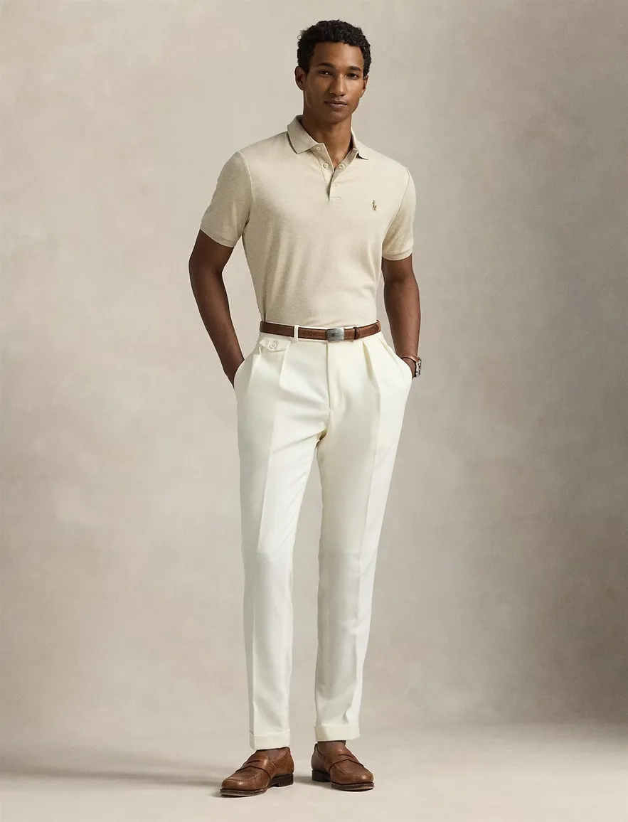 Polo Ralph Lauren polo beige gemeleerd slim fit