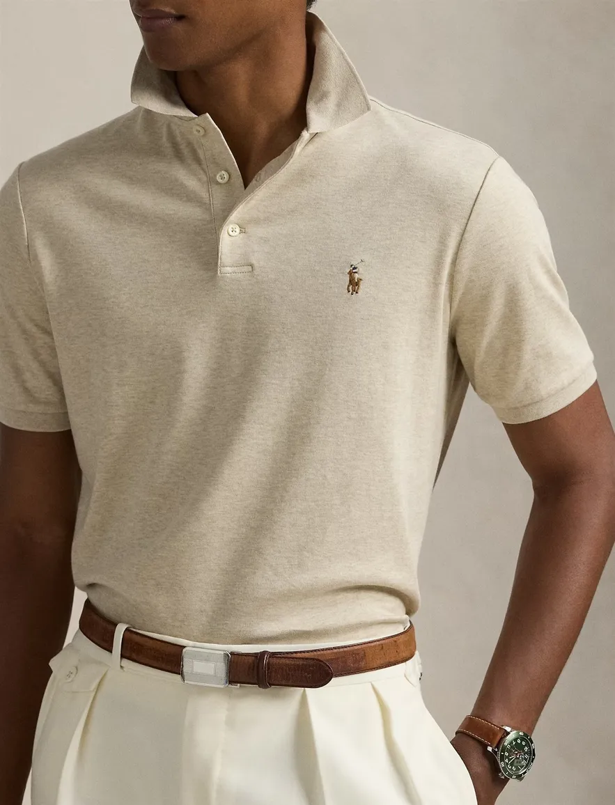 Polo Ralph Lauren polo beige gemeleerd slim fit