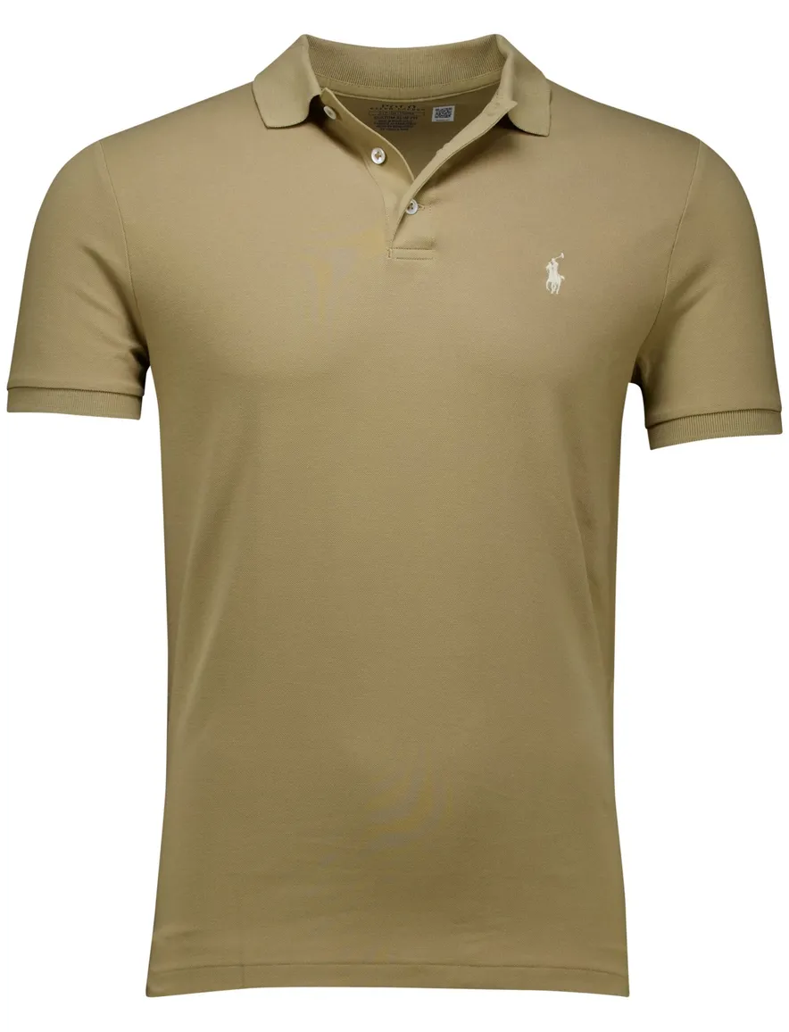 poloshirt korte mouw khaki Polo Ralph Lauren Custom Slim Fit