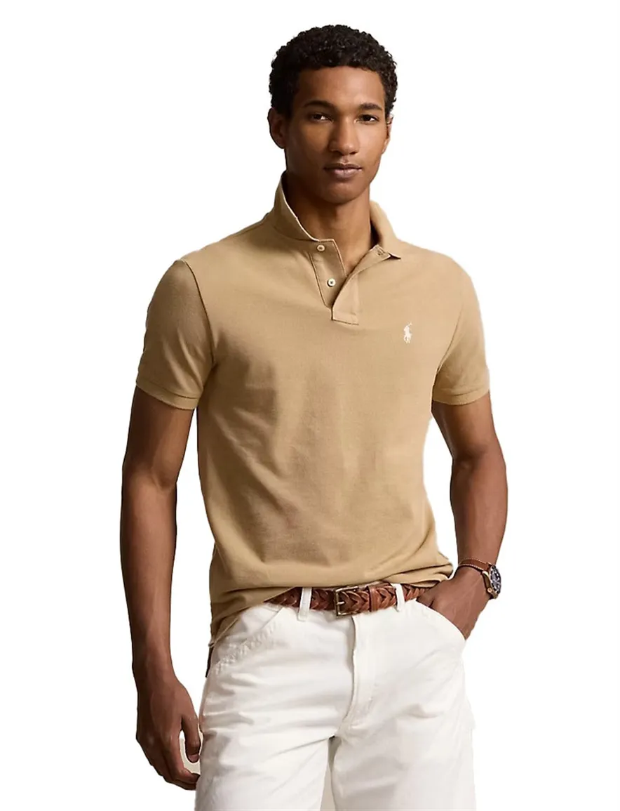 poloshirt korte mouw khaki Polo Ralph Lauren Custom Slim Fit