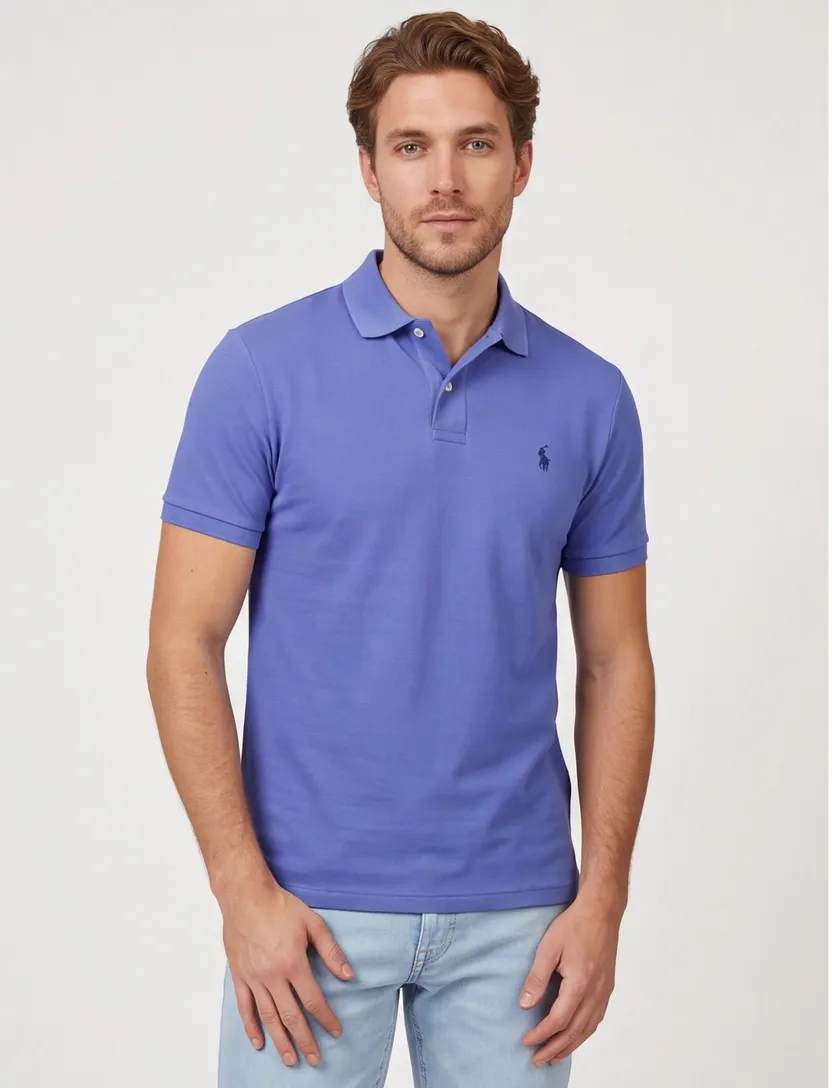 modieuze blauwe Polo Ralph Lauren polo custom slim fit