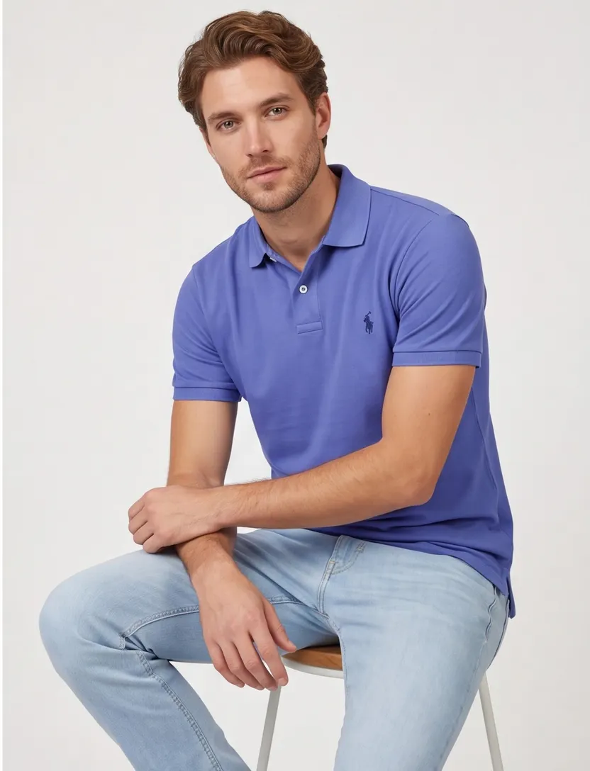 modieuze blauwe Polo Ralph Lauren polo custom slim fit