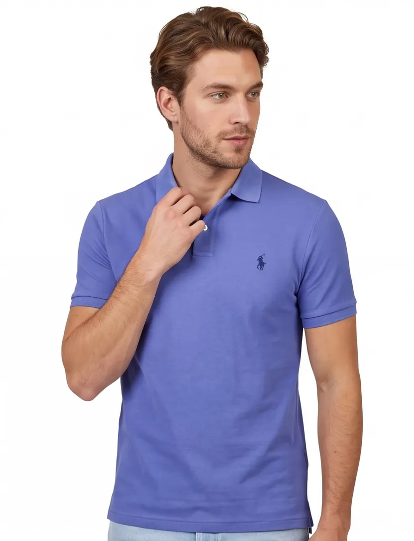 modieuze blauwe Polo Ralph Lauren polo custom slim fit
