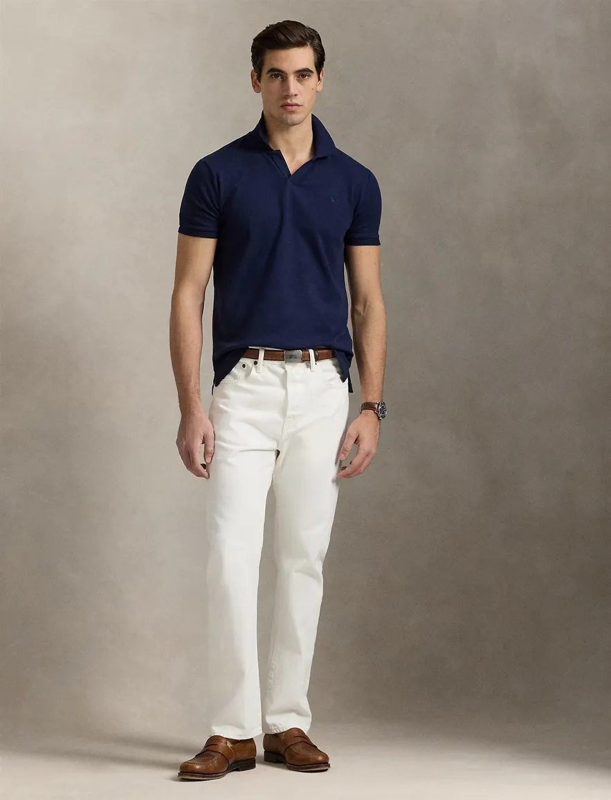 Poloshirt Polo Ralph Lauren v-hals donkerblauw pique