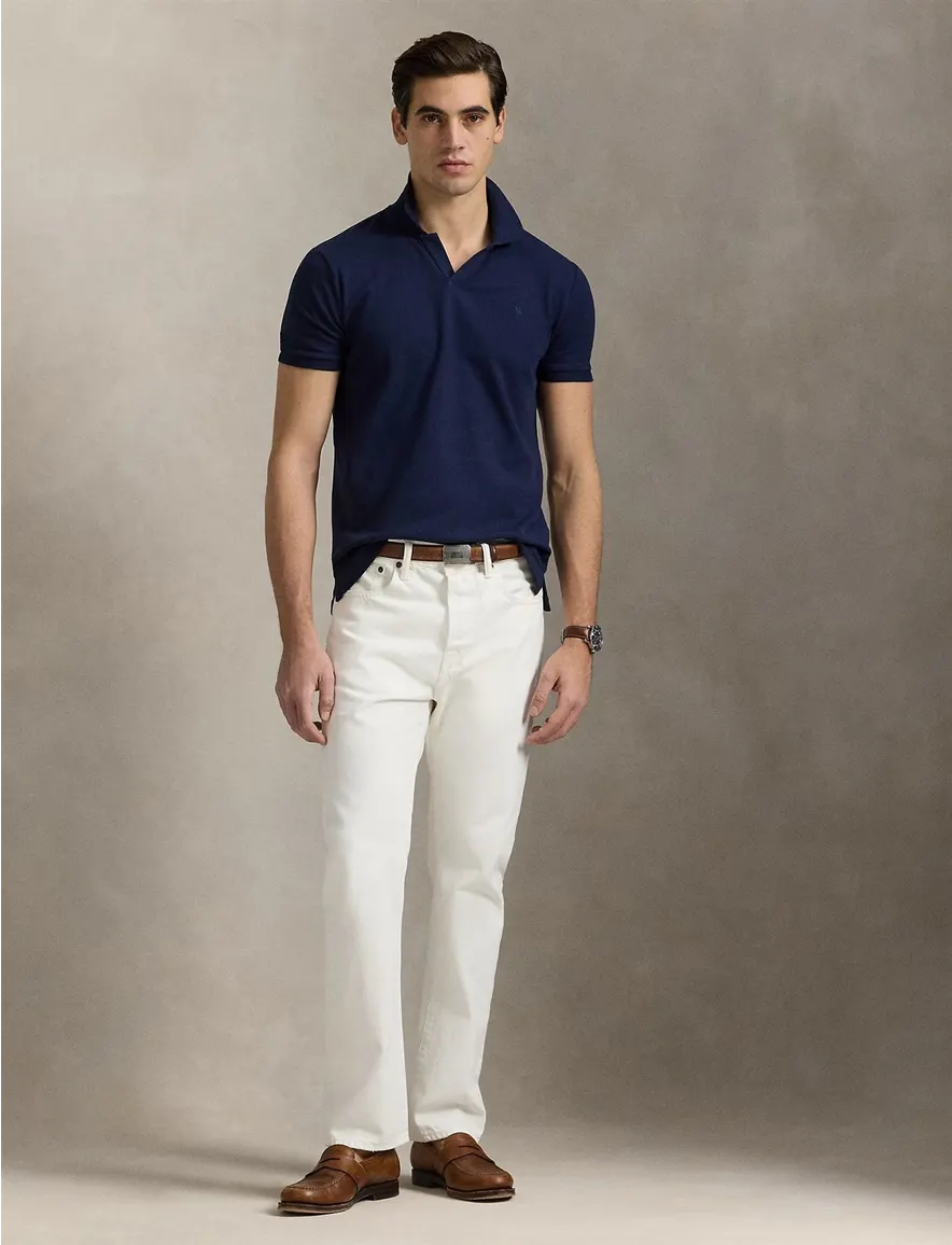 Poloshirt Polo Ralph Lauren v-hals donkerblauw pique