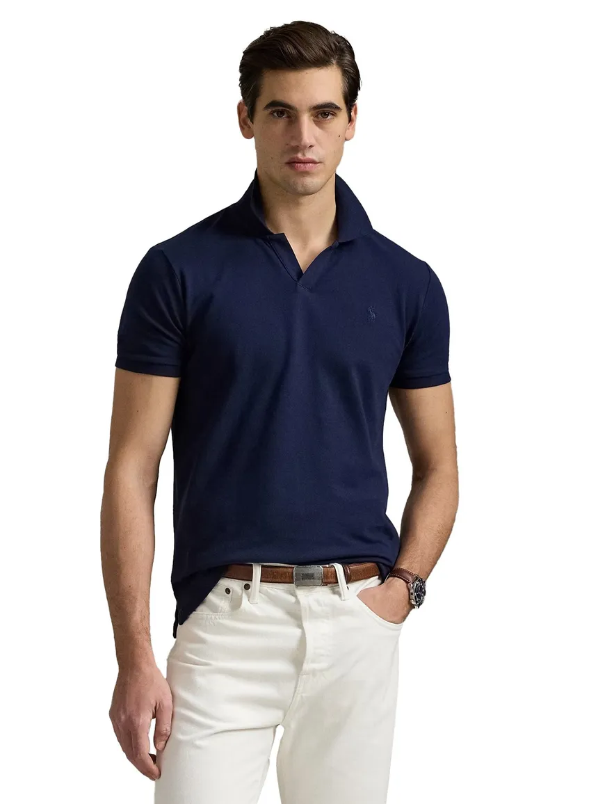 Poloshirt Polo Ralph Lauren v-hals donkerblauw pique