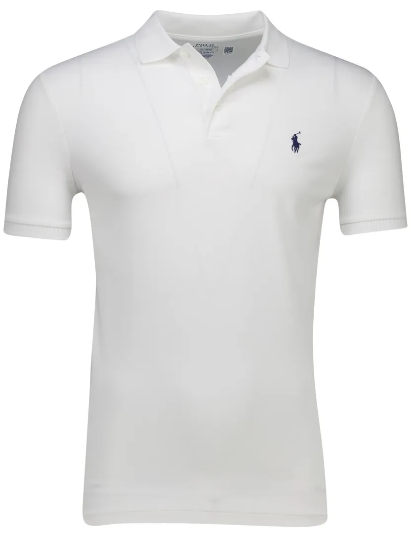 Ralph Lauren polo effen pique custom slim fit wit