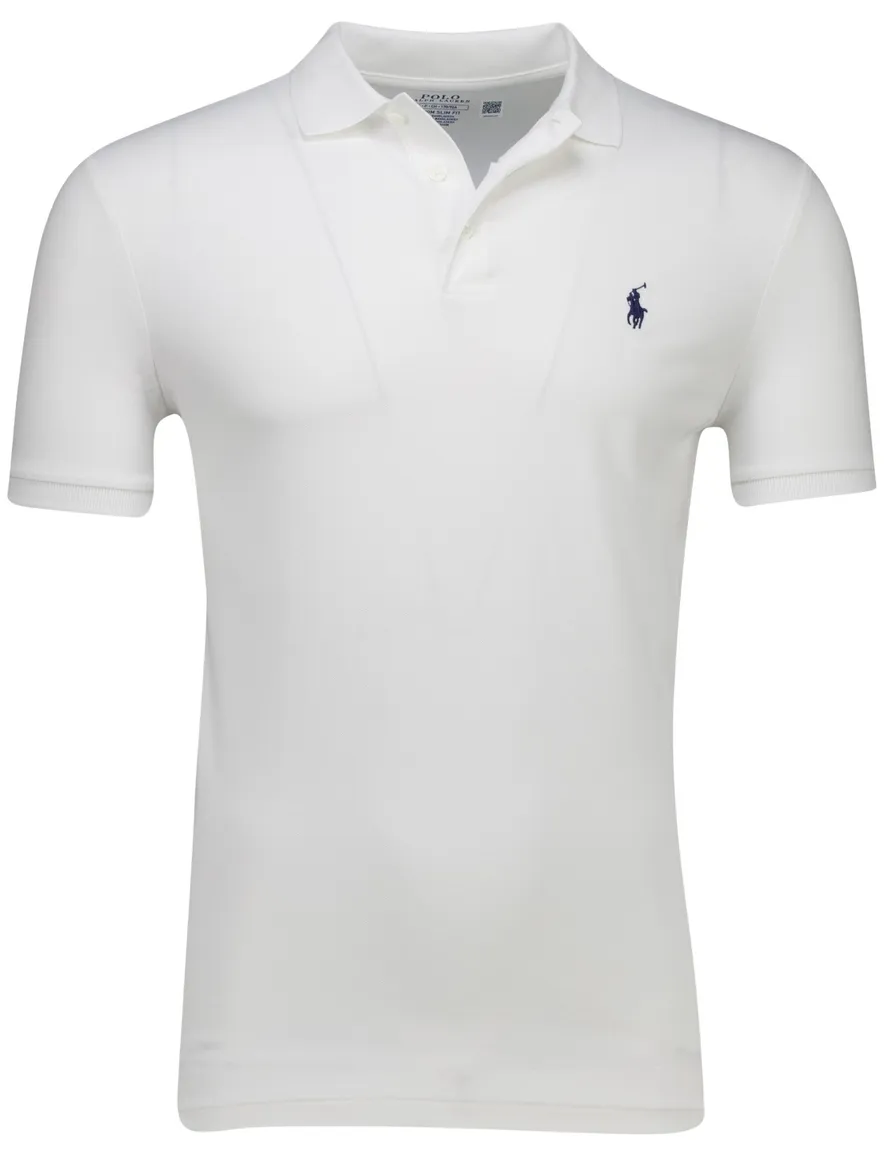Ralph Lauren polo effen pique Custom Slim Fit wit