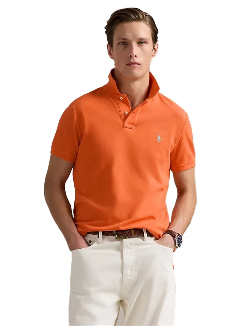 katoenen Polo Ralph Lauren polo oranje slim fit