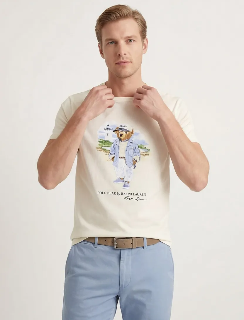 Polo Ralph Lauren t-shirt ecru bear normale fit