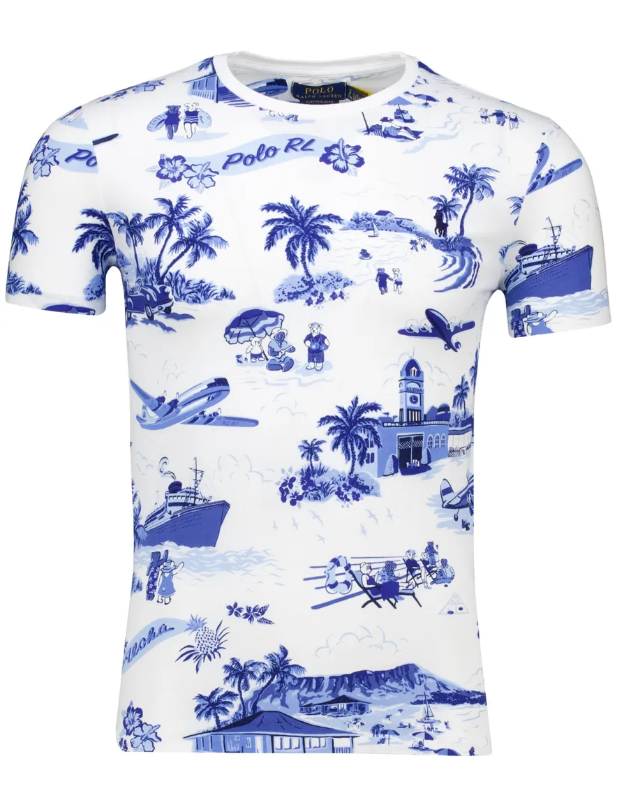 Polo Ralph Lauren T-shirt blauw jersey met print