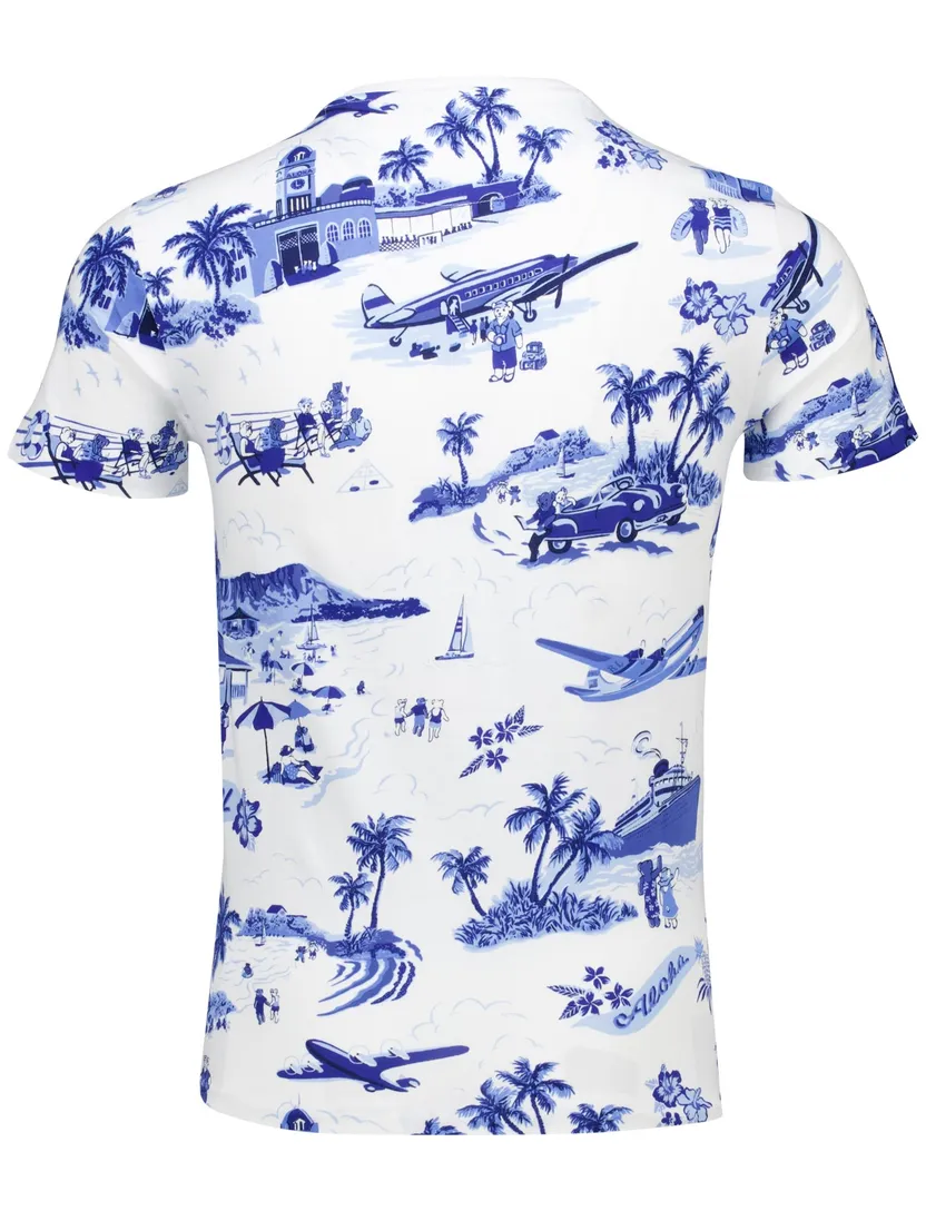 Polo Ralph Lauren T-shirt wit blauw jersey ronde hals
