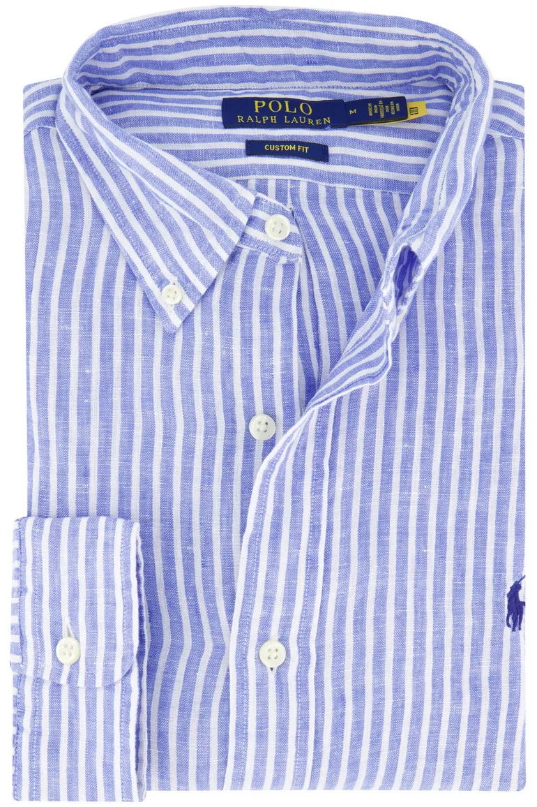 Polo Ralph Lauren overhemd blauw gestreept linnen
