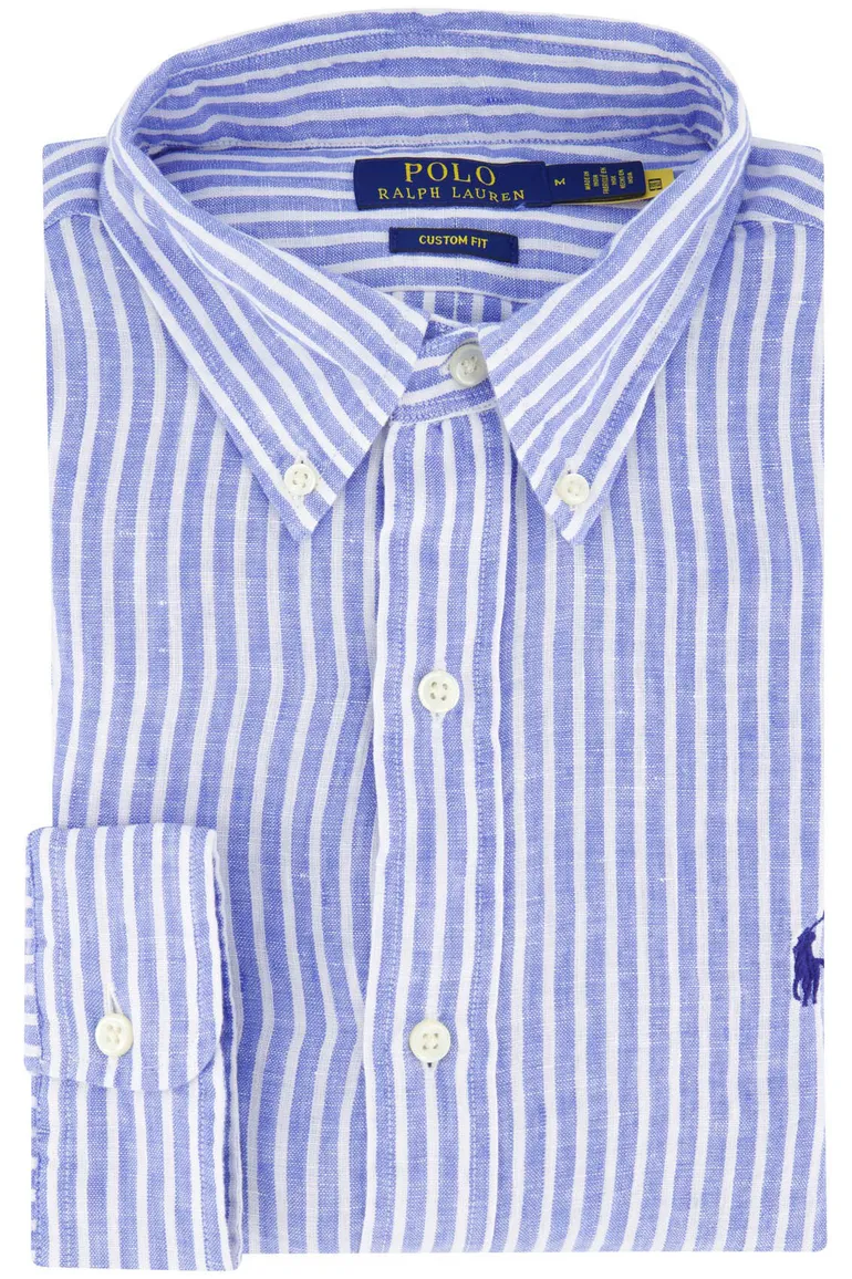 Polo Ralph Lauren overhemd blauw gestreept 100% linnen