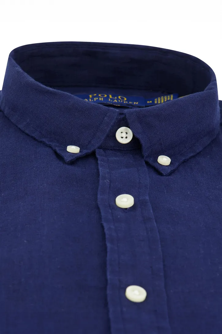 Polo Ralph Lauren overhemd donkerblauw 100% linnen