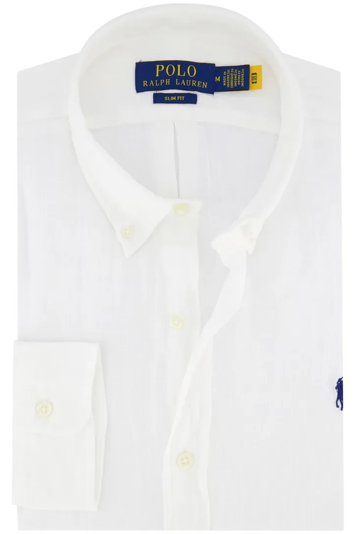 Polo Ralph Lauren overhemd wit slim fit linnen effen