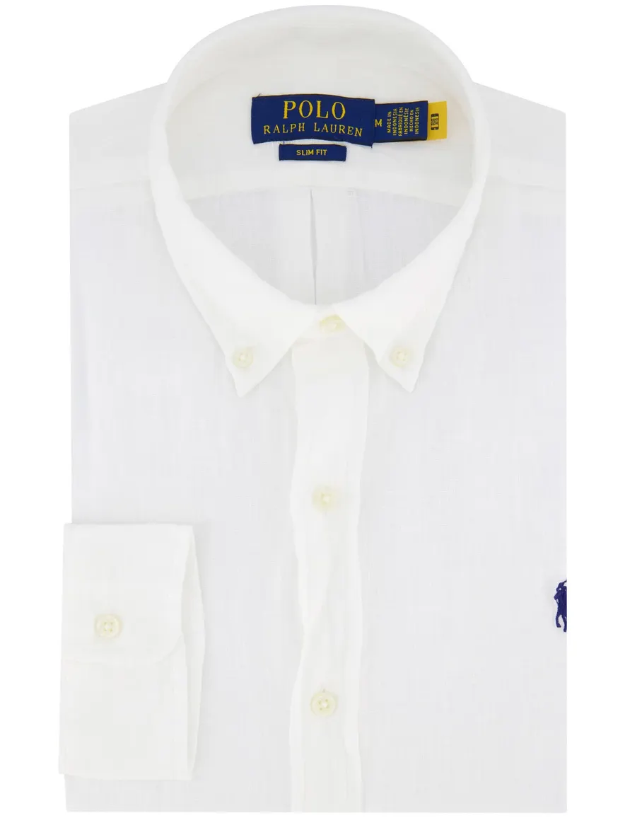 Polo Ralph Lauren overhemd wit slim fit 100% linnen