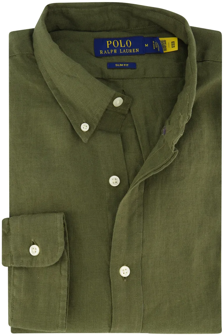 Polo Ralph Lauren overhemd mosgroen linnen