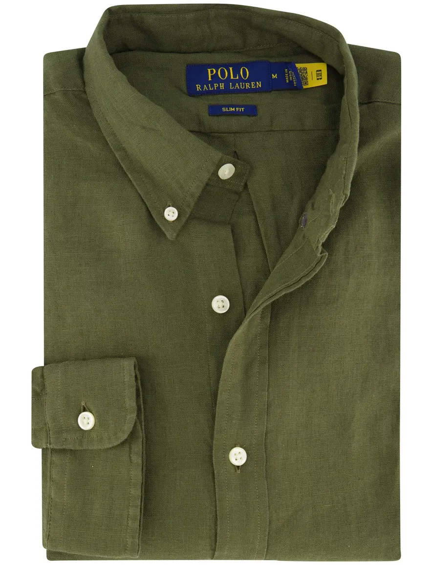 Polo Ralph Lauren overhemd mosgroen linnen