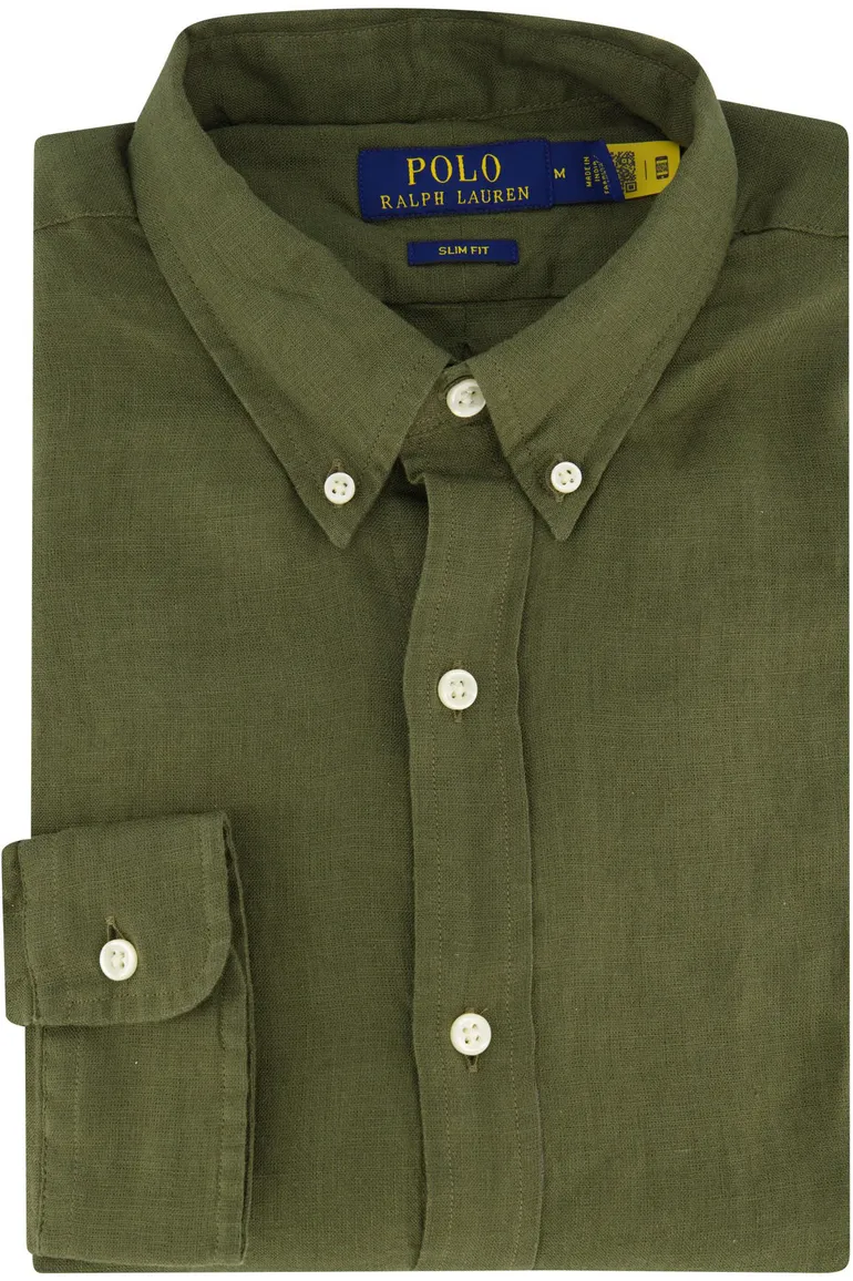 Polo Ralph Lauren overhemd mosgroen linnen