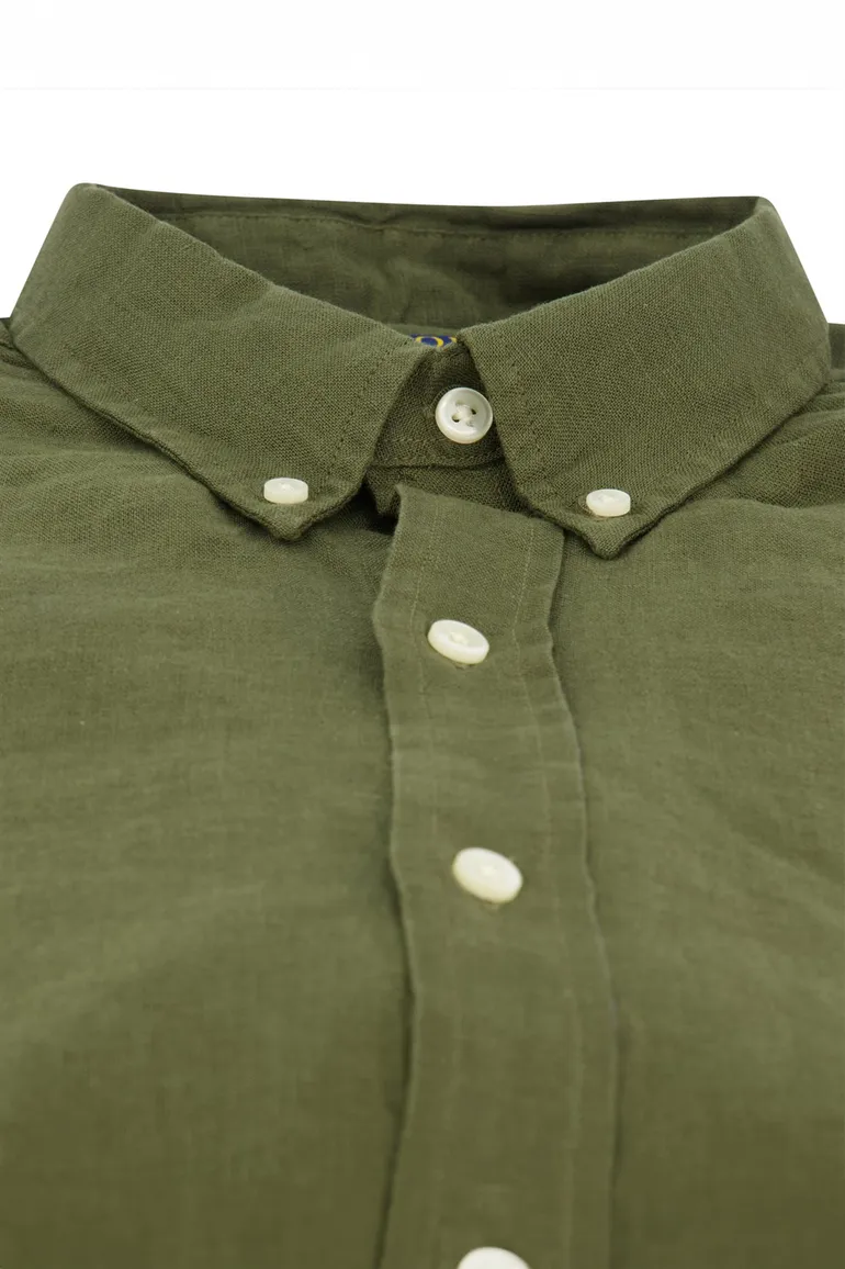 Polo Ralph Lauren overhemd mosgroen linnen