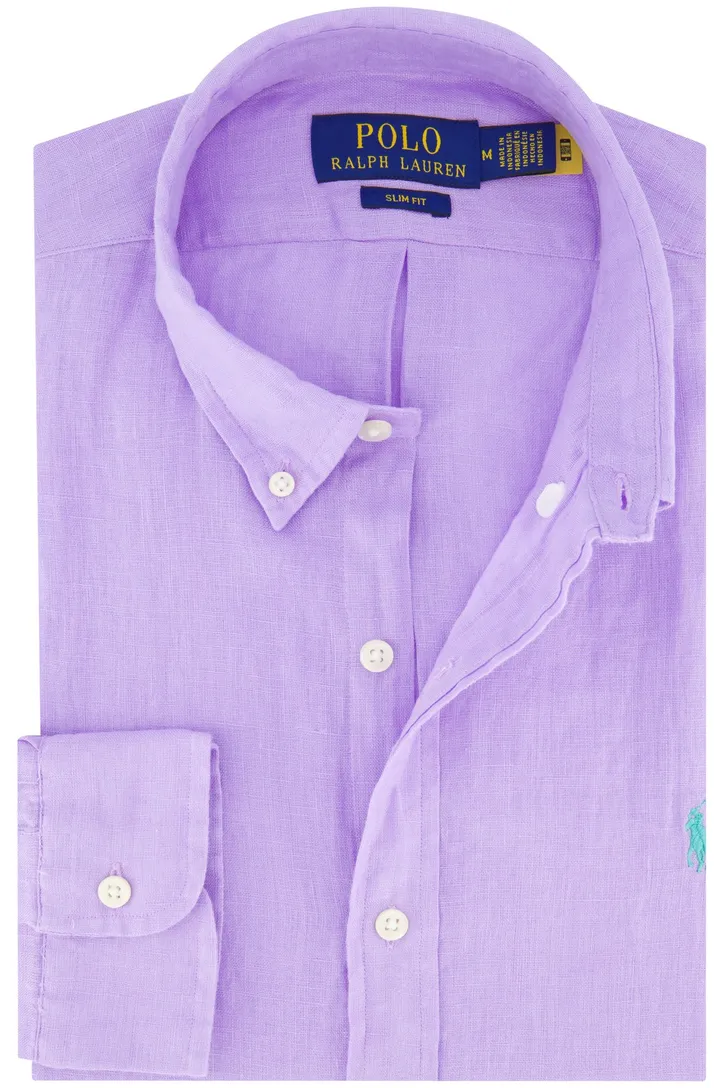 Polo Ralph Lauren overhemd paars linnen button-down