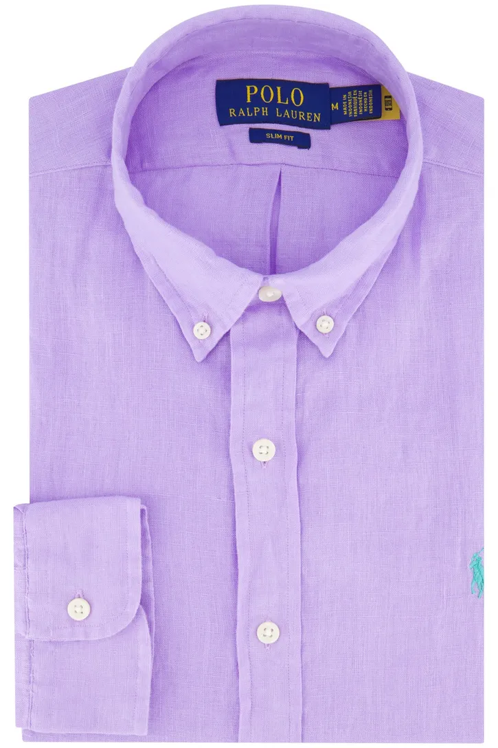 Polo Ralph Lauren overhemd paars linnen button-down