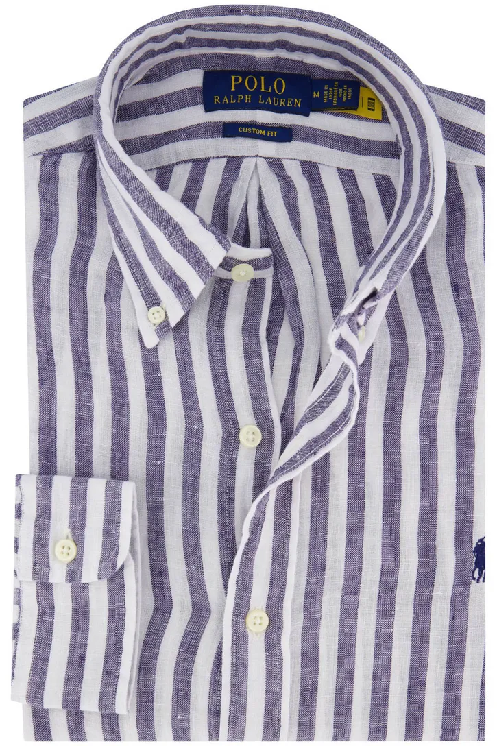 Polo Ralph Lauren overhemd navy wit linnen button-down