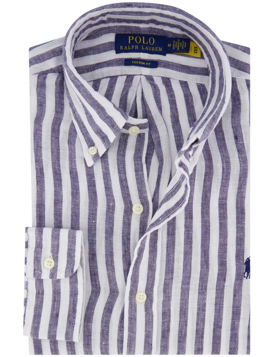 Polo Ralph Lauren overhemd navy wit linnen