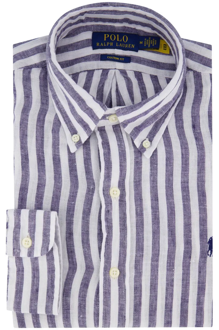 Polo Ralph Lauren overhemd navy wit linnen button-down