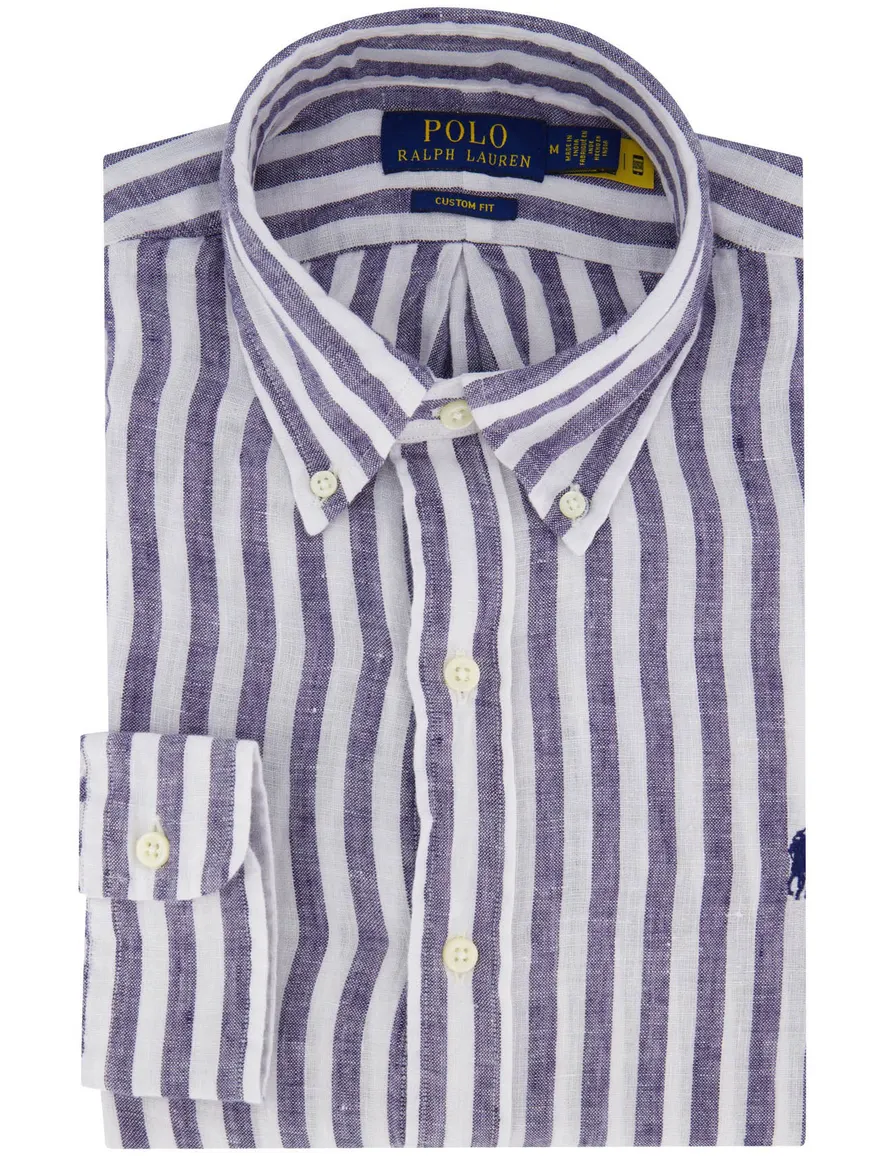 Polo Ralph Lauren overhemd navy wit linnen