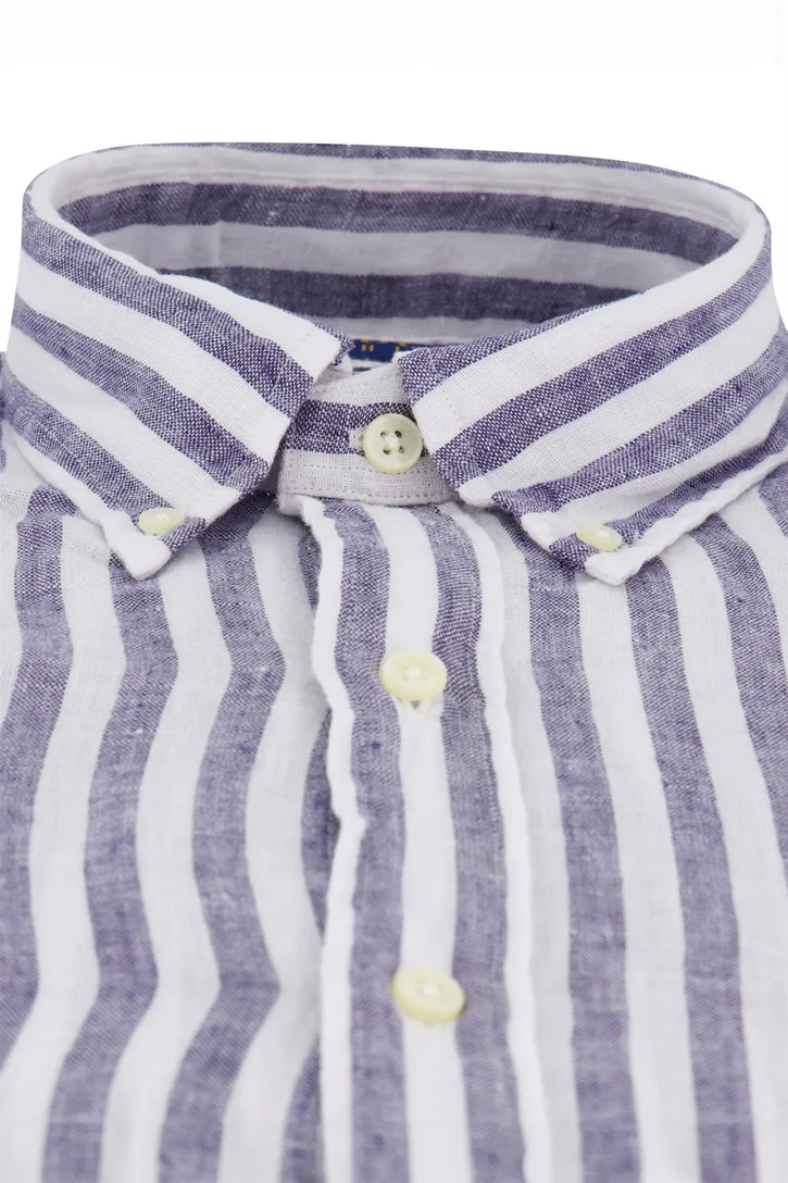 Polo Ralph Lauren overhemd navy wit linnen button-down