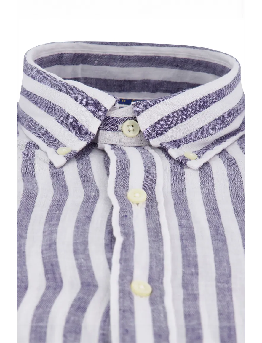 Polo Ralph Lauren overhemd navy wit linnen