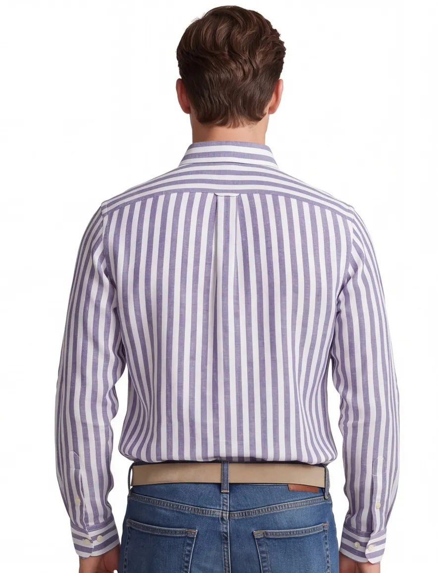 Polo Ralph Lauren overhemd navy wit linnen gestreept