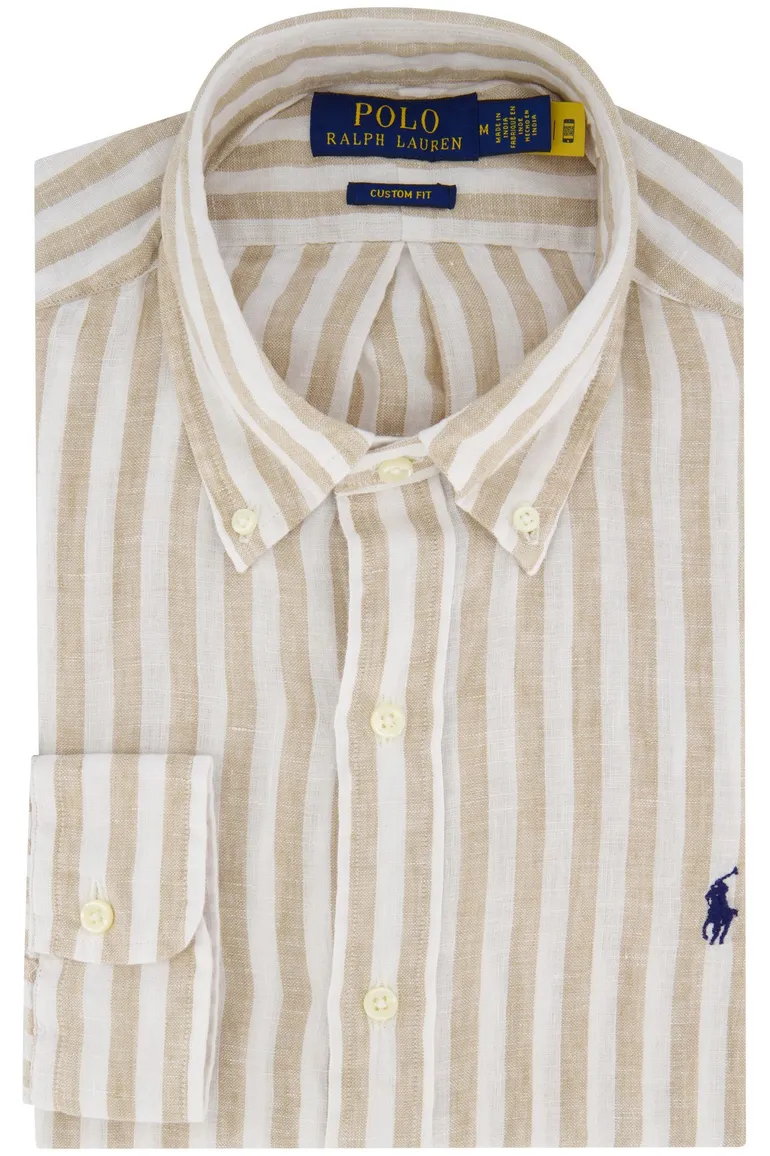 Polo Ralph Lauren overhemd beige wit linnen button-down