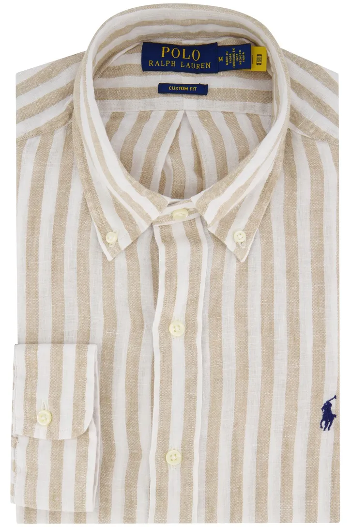 Polo Ralph Lauren overhemd beige wit linnen lange mouw
