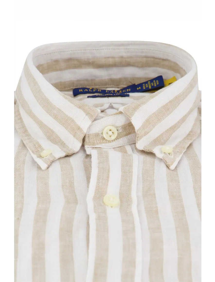 Polo Ralph Lauren overhemd beige wit linnen button-down