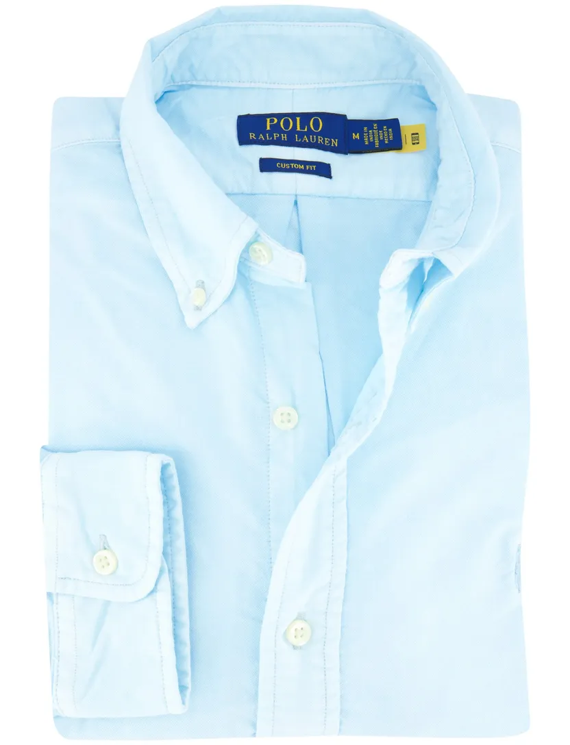 lichtblauw vlot overhemd Polo Ralph Lauren custom fit