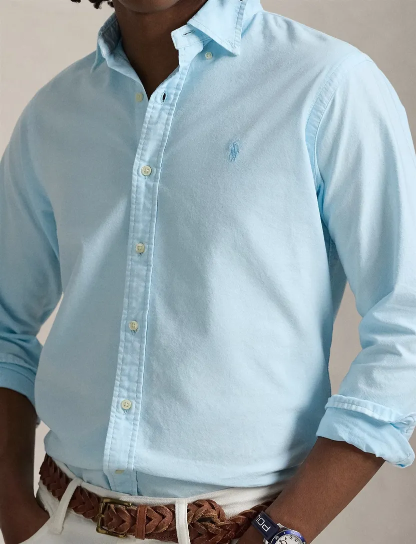 lichtblauw vlot overhemd Polo Ralph Lauren custom fit
