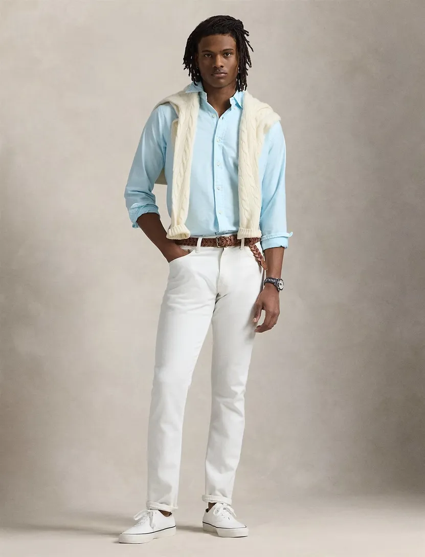 lichtblauw vlot overhemd Polo Ralph Lauren custom fit