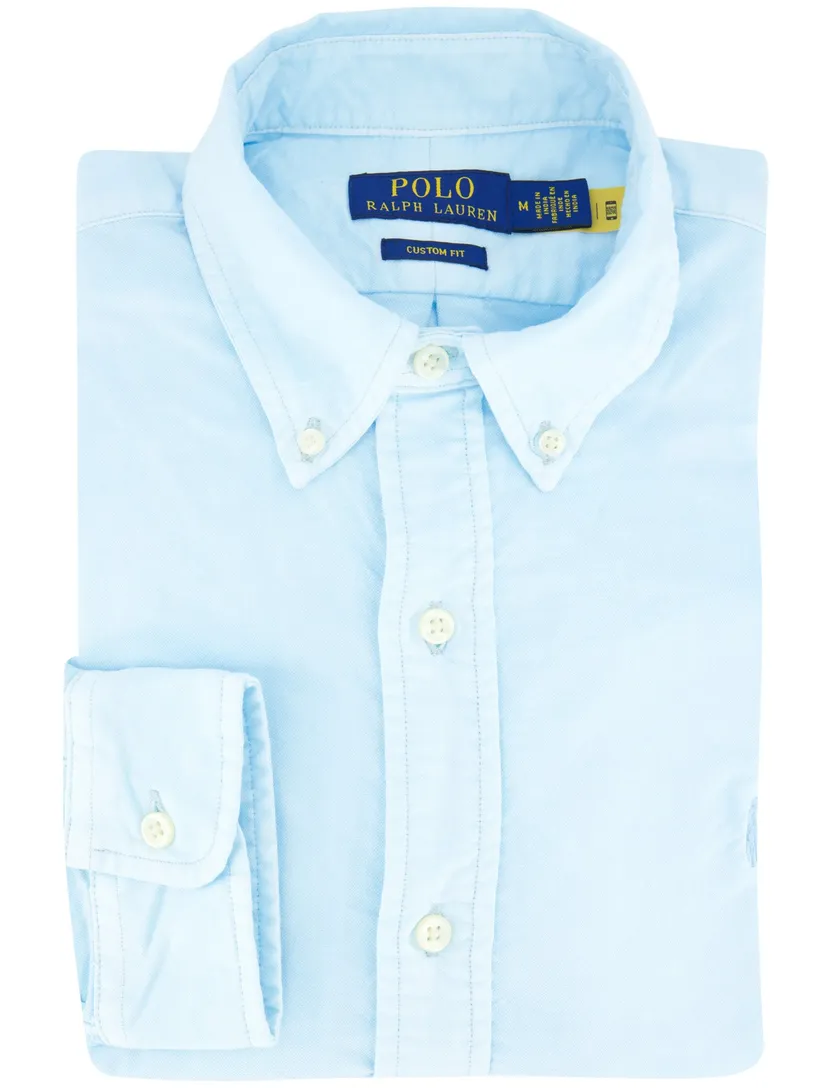 lichtblauw vlot overhemd Polo Ralph Lauren custom fit