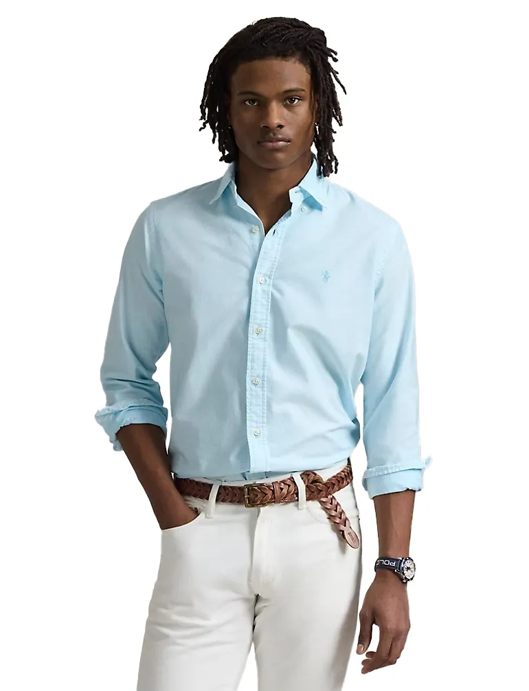lichtblauw vlot overhemd Polo Ralph Lauren custom fit