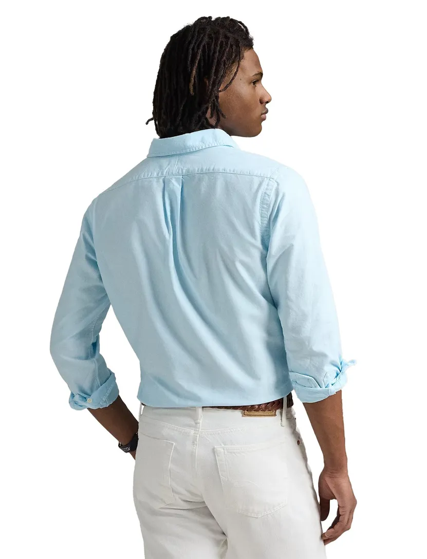 lichtblauw vlot overhemd Polo Ralph Lauren custom fit