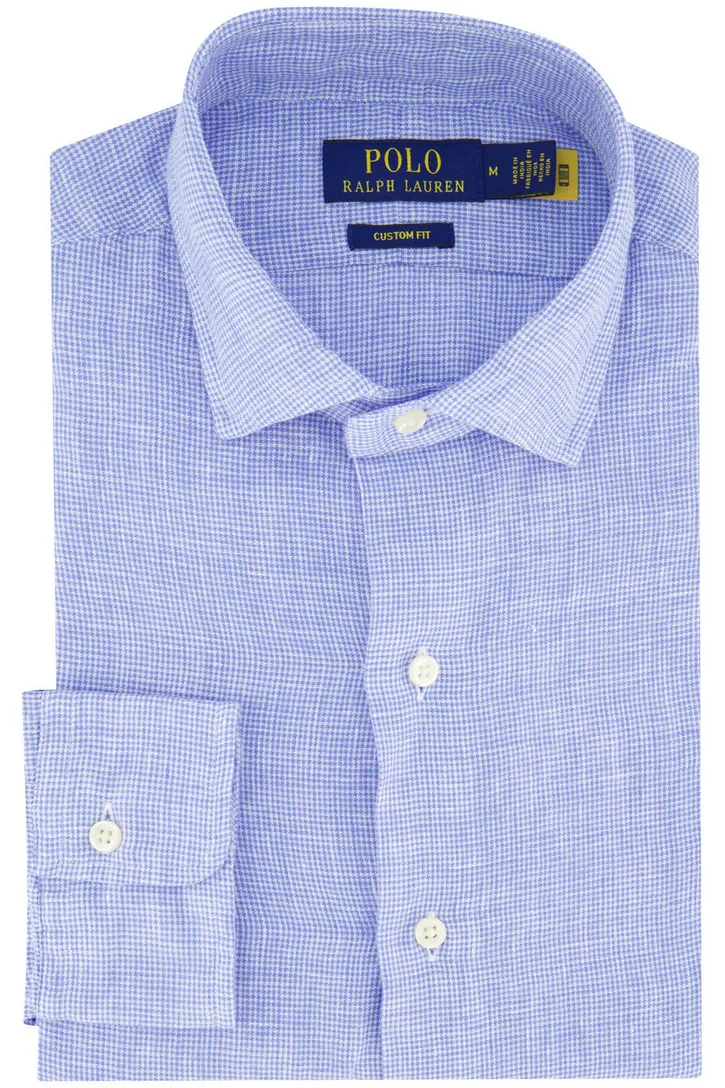 Polo Ralph Lauren Custom Fit overhemd blauw wit linnen