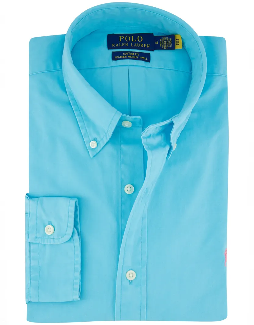 Polo Ralph Lauren overhemd blauw button-down effen
