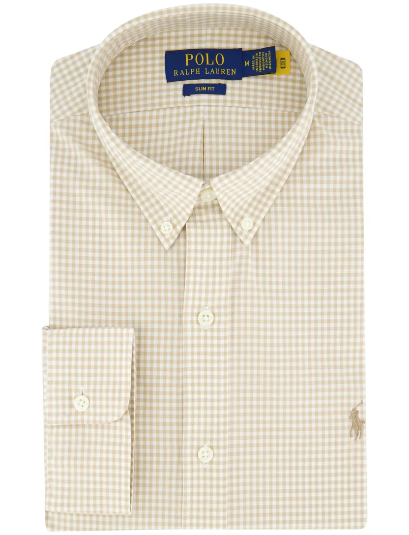 Polo Ralph Lauren geruit overhemd slim fit beige