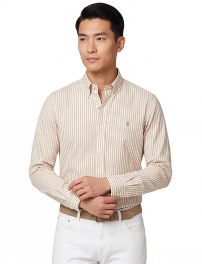 Polo Ralph Lauren Polo Ralph Lauren overhemd camel wit gestreept